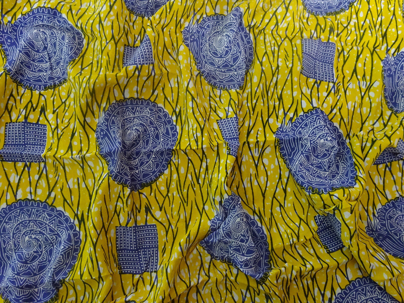 YELLOW SNAIL PRINT IN CREPE