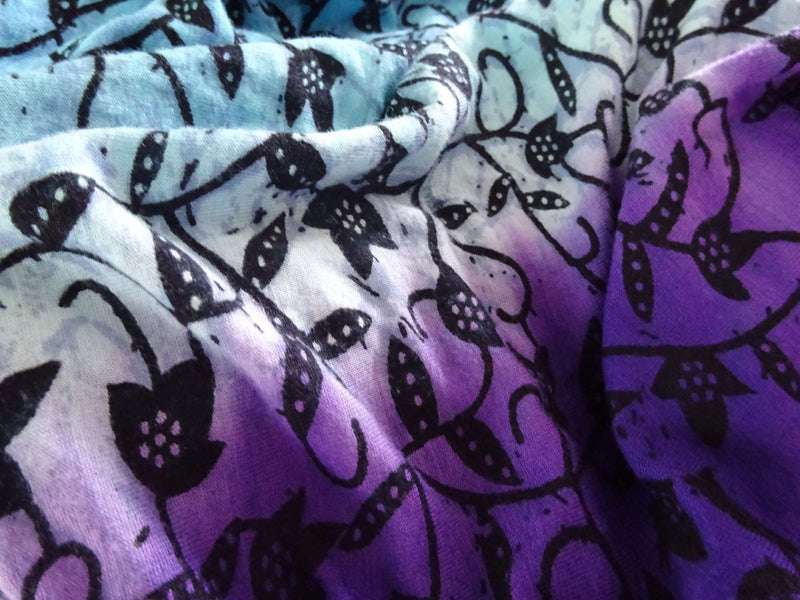 PURPLE AND BLUE VINE OMBRE PRINT IN JERSEY